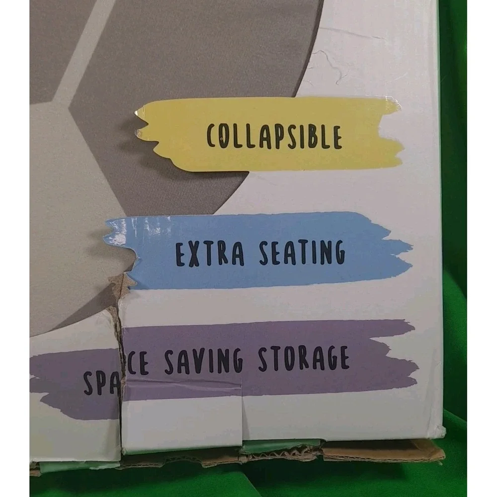 New In Box Room Revival Collapsible Mint Green/Gray Soccer Storage Ottoman 13×15